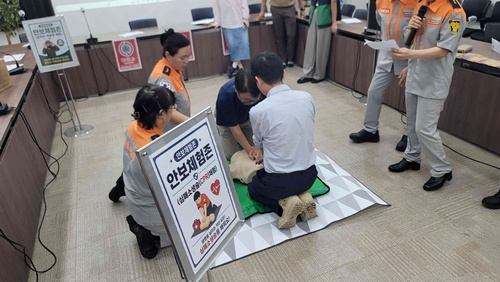광천읍, 을지연습 연계 공습 대비 청사 비상대피훈련 실시