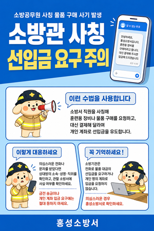 홍성소방서, 소방공무원 사칭 물품 구매 사기 주의 당부