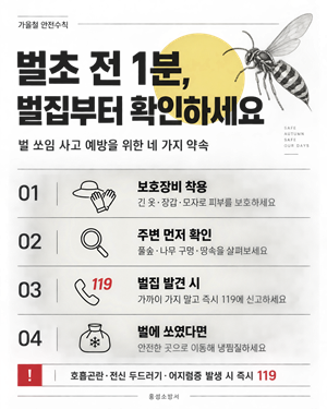 홍성소방서, 가을철 벌 쏘임 사고 예방 당부